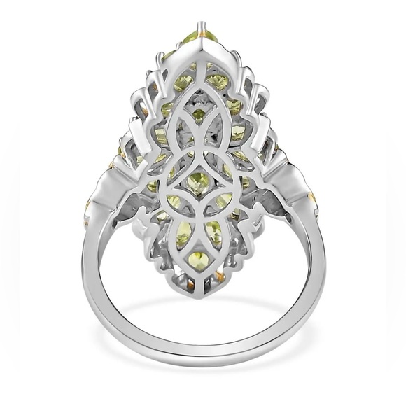 SOLD - Peridot In Platinum Plated Sterling Silver & Gold Vermeil - SOLD - Picture 7 of 10